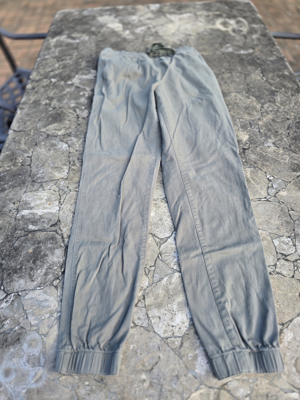 Relaxed Olive Track Joggers with Elastic Ankles